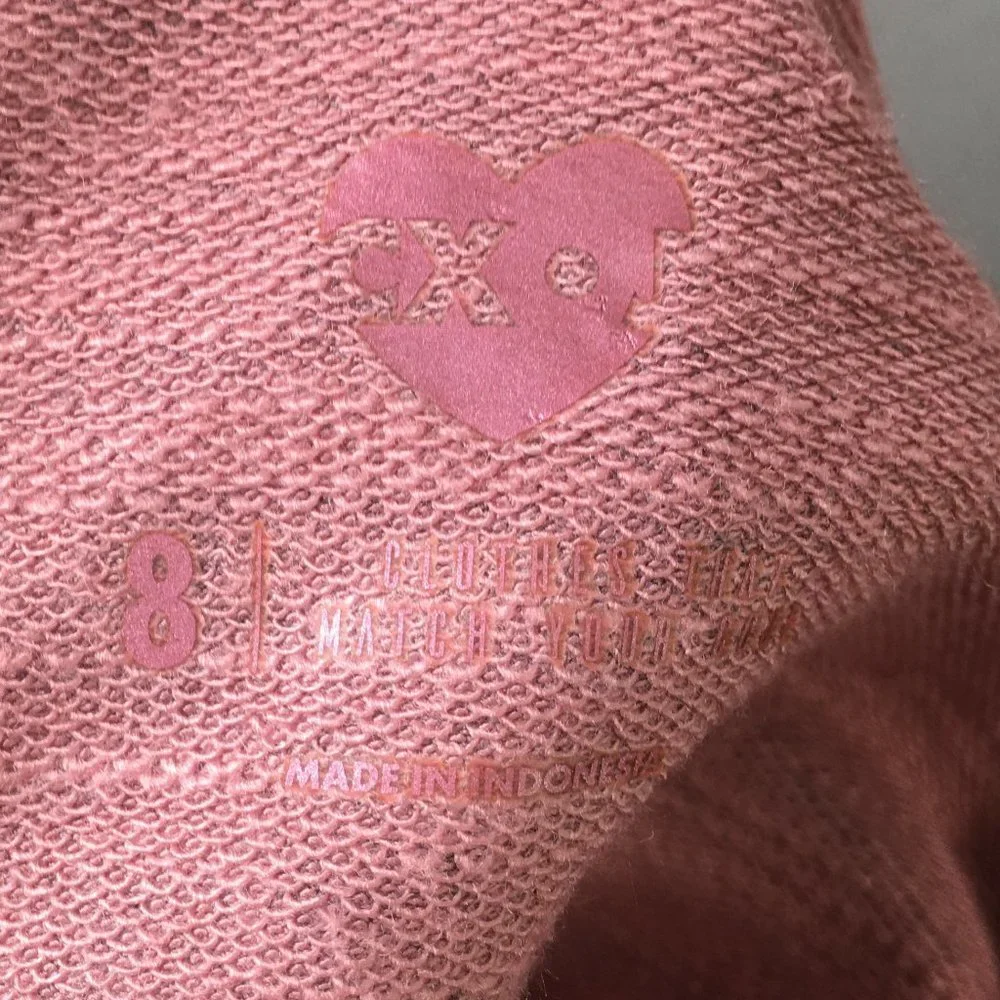 Justice Sweatshirt Girls 8 Pink Mauve Glitter Lace Up Back Relaxed Tunic